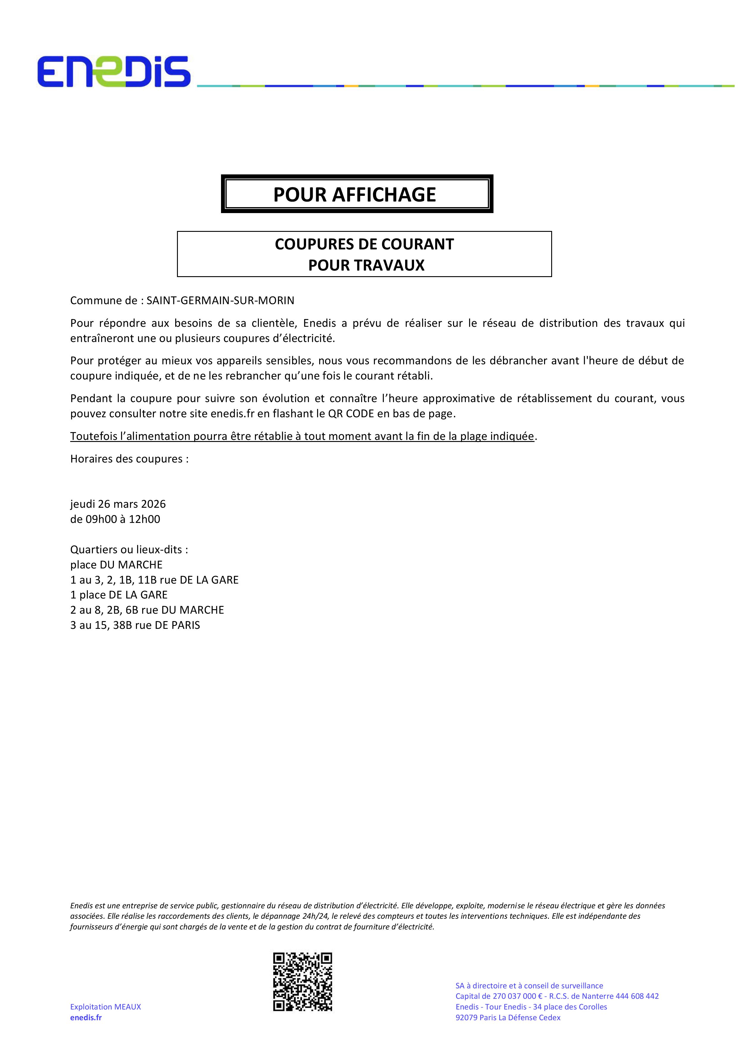 Coupure de courant ENEDIS